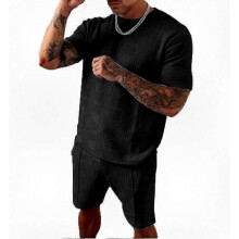 (XL, black) Men's 2-Piece Activewear Set, Breathable T-Shirt and Shorts for Sports
