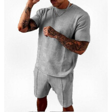 (XL, grey) Men's 2-Piece Activewear Set, Breathable T-Shirt and Shorts for Sports