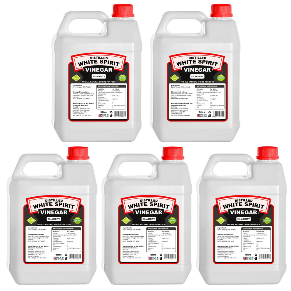 Xcelerate Nutrition (25 Litres) Spirit Vinegar For Pickling Cooking Cleaning White