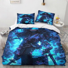 3 Pieces Anime and Manga Duvet Cover Set 3D Printed Fantasy Theme Bedding Quilt with Zipper Closure, Microfiber King Size Bedding