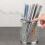 4 Compartment Stainless Steel Kitchen Utensil Holder with Drain Hole Design 3