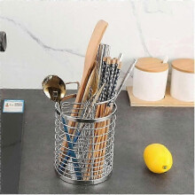 4 Compartment Stainless Steel Kitchen Utensil Holder with Drain Hole Design