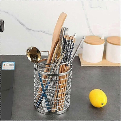 4 Compartment Stainless Steel Kitchen Utensil Holder with Drain Hole Design