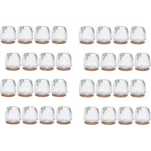 32 Pieces Silicone Cushion for Furniture Chairs Chair Leg Protectors Round Leg Covers, 12-16MM (Transparent)