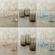 (12xDark Grey 365ml Glasses) 280/365ml Modern Drinking Coloured Glasses Water Dining Juice Tumbler