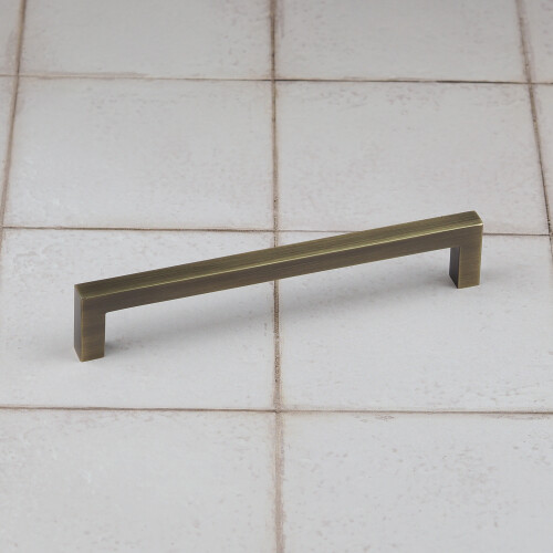 (160mm Handle) Antique Brass Kitchen Handle Gold Block Square 2