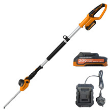 Cordless Pole Hedge Trimmer - Lightweight, 2.6m Reach, 410mm Head with 11-Position Angles, Quiet Operation