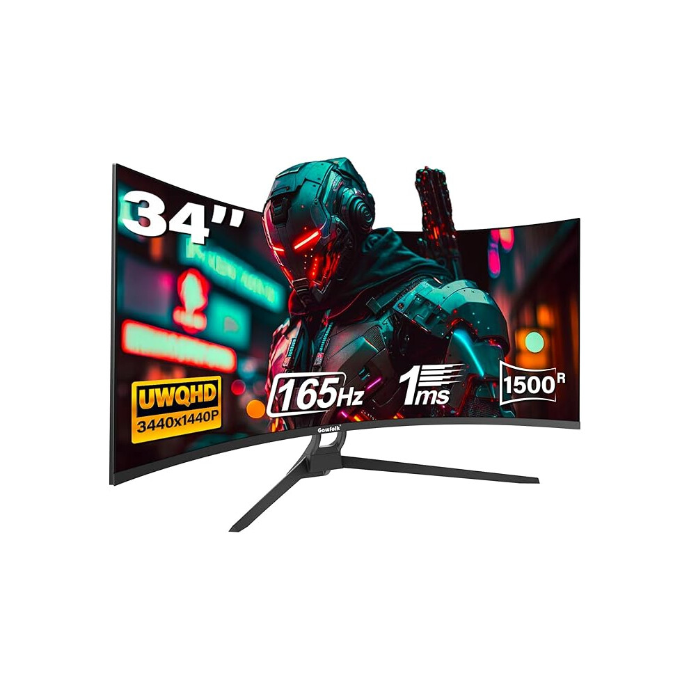 34 Inch Ultrawide Curved Gaming Monitor, 1500R Pc Screen 165Hz Wqhd 3440X1440p Monitor, Curved Computer Display With Freesync & Eye-Care Technology 314070386330