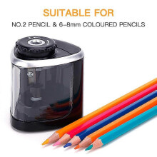 (As show, One size) Electric pencil sharpener, child friendly manual and battery operated pencil sharpener, automatic cordless pencil sharpener with container, suitable f