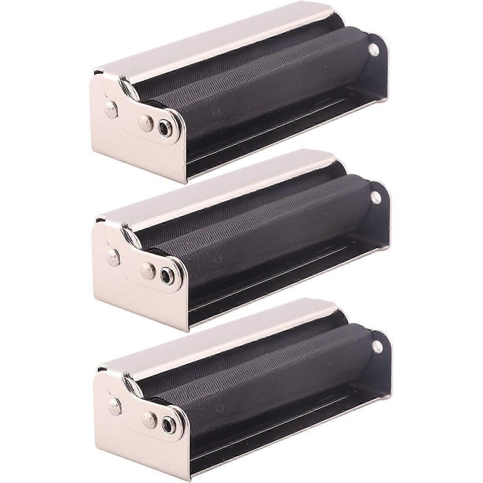 Black (As Show, One Size) 3 Piece 70Mmroll Machine Rolling Cigarettes Machine Cigarett Metal Cigarette Rolling Machine Metal Automatic Cigarette