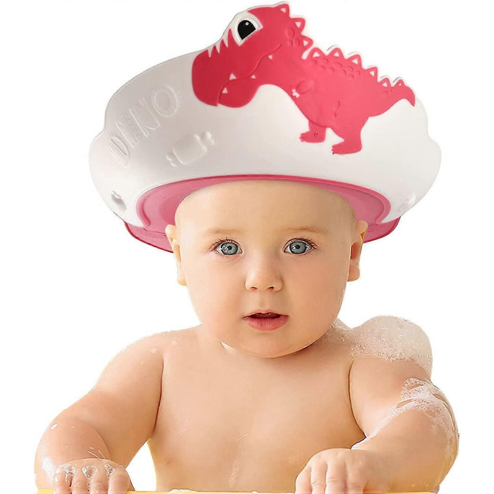 (As Show, One Size) Baby Shower Hat, Child Bath Cap Visor, Adjustable Baby Shower Cap For Eye, Ear And Face Protection (Red) Red