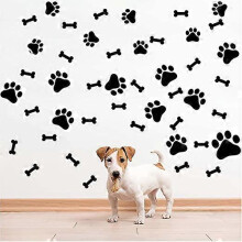 (As show, One size) Dog decorative stickers, dog paw printed pet stickers and dog bone stickers, dog cat wall art printed window stickers, girl and boy room stickers