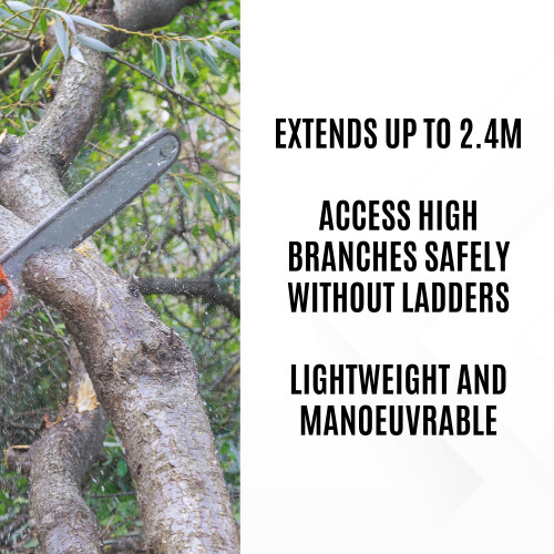 Cordless Pole Saw - Lightweight Electric Tree Pruner - Extends 2.4m 2