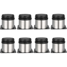 (As show, One size) 8 Adjustable Feet 50mm Height Thicken Cabinet Legs Table Legs Furniture Legs, Brushed Stainless Steel, Height Adjustable