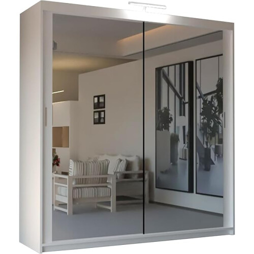 MN Furniture (White, 90cm) MN FUNITURE Hamburg Sliding Wardrobe - LED Light 1