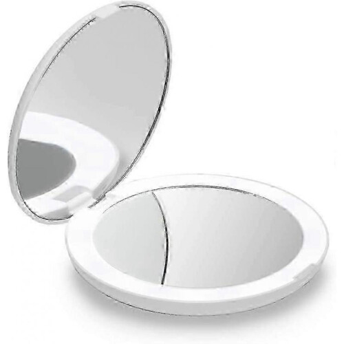 Illuminated Travel Makeup Mirror, 1x/10x Magnification - Daylight LED, Compact and Portable