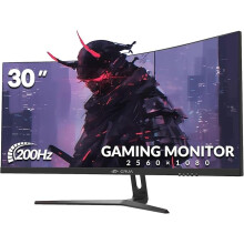 30 Inch Curved Gaming Monitor, Ultra-Wide WFHD 2560×1080, 200Hz/144Hz, 0.5ms, 1500R VA Panel, 120% sRGB, AMD FreeSync, HDMI & DP, Wall Mountable