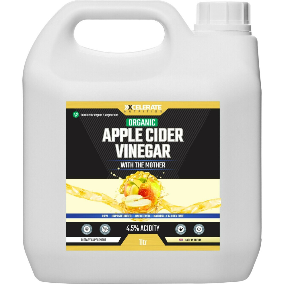 Xcelerate Nutrition (1 Litre) Apple Cider Vinegar With Mother Weight Loss Detox