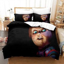 Child of Play Movie Duvet Cover Set 3D Printed Puppet Horror Doll Character Bedding Quilt Cover, Soft Microfiber King