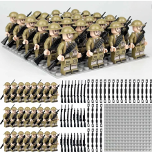 (Style A) 24pcs British German Soviet Army Square Army Military Building Block Set with Small Particle Assembly for Bottom Plate Toys