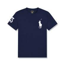 (Royal blue, XL) Men's Custom Shirt Cotton Short Sleeve Large Pony T-shirt
