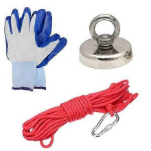 Neodymium Magnet Metal Detector, Protective Gloves and 10m/40kg Rope