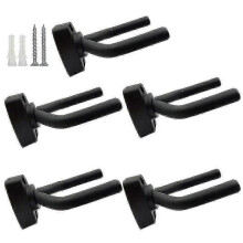5 Pack Black Guitar Hanger Hook Holder Wall Mount Display with Screws Suitable for Most Guitars