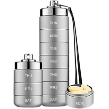 Metal Pill Organizer Weekly,Stackable Waterproof Travel Box,Pill Case Container,7 Day Daily Medicine Grey