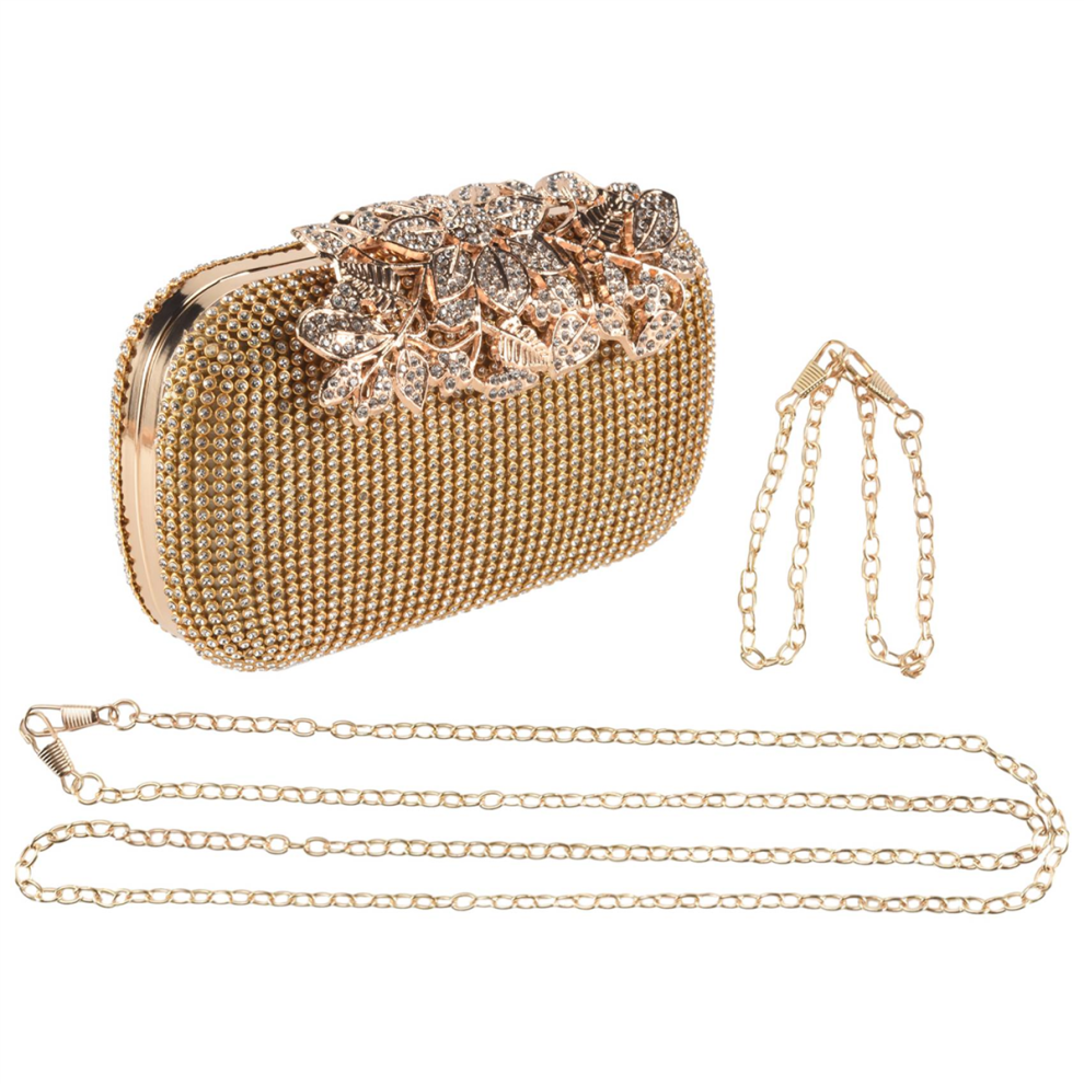 Sac de soirée unique en strass doré, pochette, sac à main, bal de promo