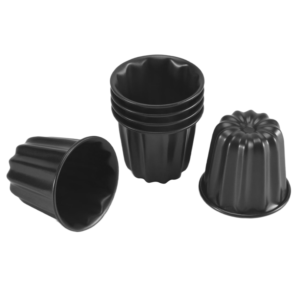 Stampo Per Canele, Pirottino Per Muffin Cannele, 6 Pezzi Stampo Antiaderente Grigio-Nero Canneles-image