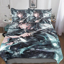 3D Bedding Set with Duvet Cover and Pillow Shams, Hot-blooded Anime Comforter Cover, Decorative Microfiber Polyester