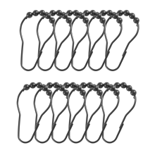 Shower Curtain Hooks Rings Metal for Bathroom Rods Curtains Set of 12 Black