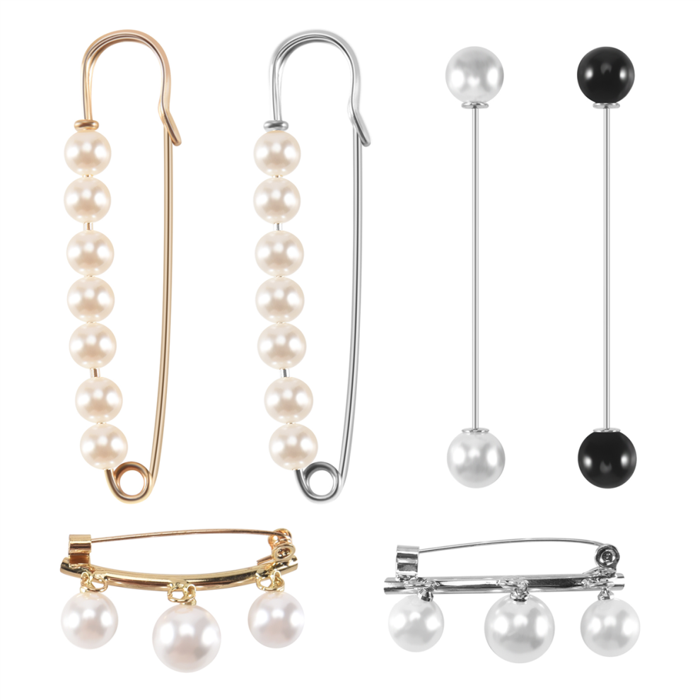 Lot de 6 pinces à châle en fausses perles pour pull, robe, cardigan, col, broche, chemises vintage, pour femmes et filles, décoration