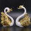 2 pezzi di statuette ornamentali a forma di cigno, matrimonio A 2