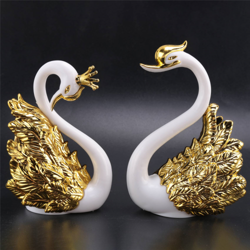 2 pezzi di statuette ornamentali a forma di cigno, matrimonio A 1