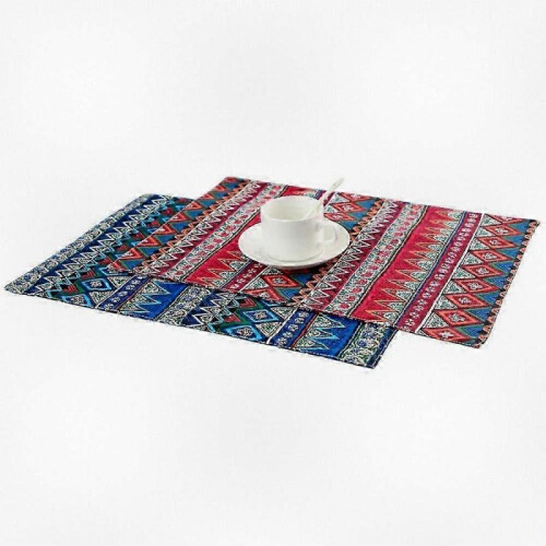 Heat-Resistant Cotton Linen Rectangular Table Placemat for Dining Decor 2