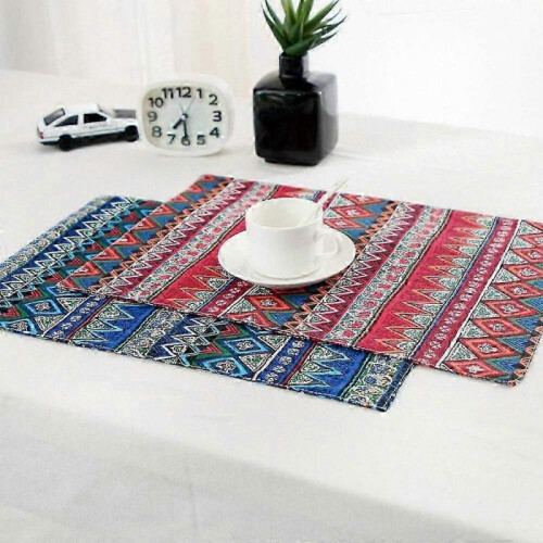Heat-Resistant Cotton Linen Rectangular Table Placemat for Dining Decor