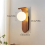 Minimalist Bedside Wall Light, Nordic Style Iron Lamp Walnut Color 4