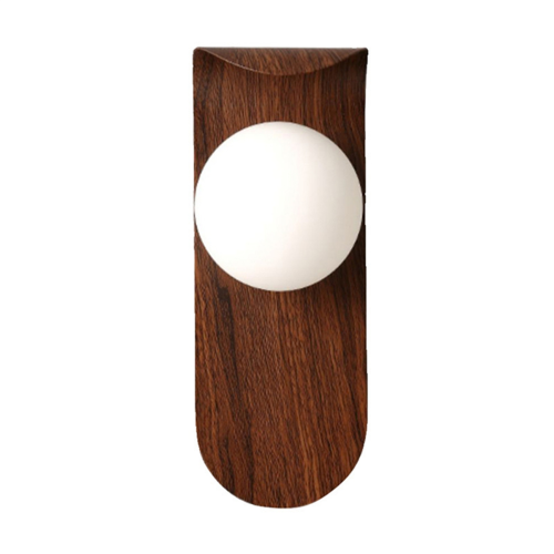 Minimalist Bedside Wall Light, Nordic Style Iron Lamp Walnut Color