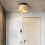 Lampada da soffitto moderna in travertino giallo e legno, attacco E27, luce bianca 8