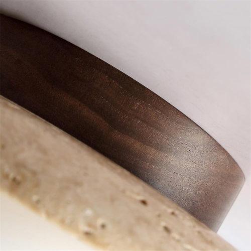 Lampada da soffitto moderna in travertino giallo e legno, attacco E27, luce bianca 2