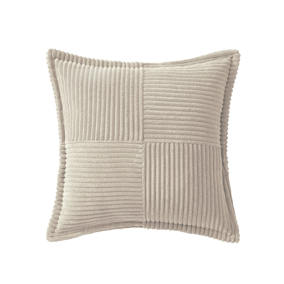 Housses de coussin en velours côtelé avec épissure pour canapé doux beige