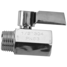 Mini válvula de bola de acero inoxidable 304 (1/2 pulgada hembra x macho) rosca NPT