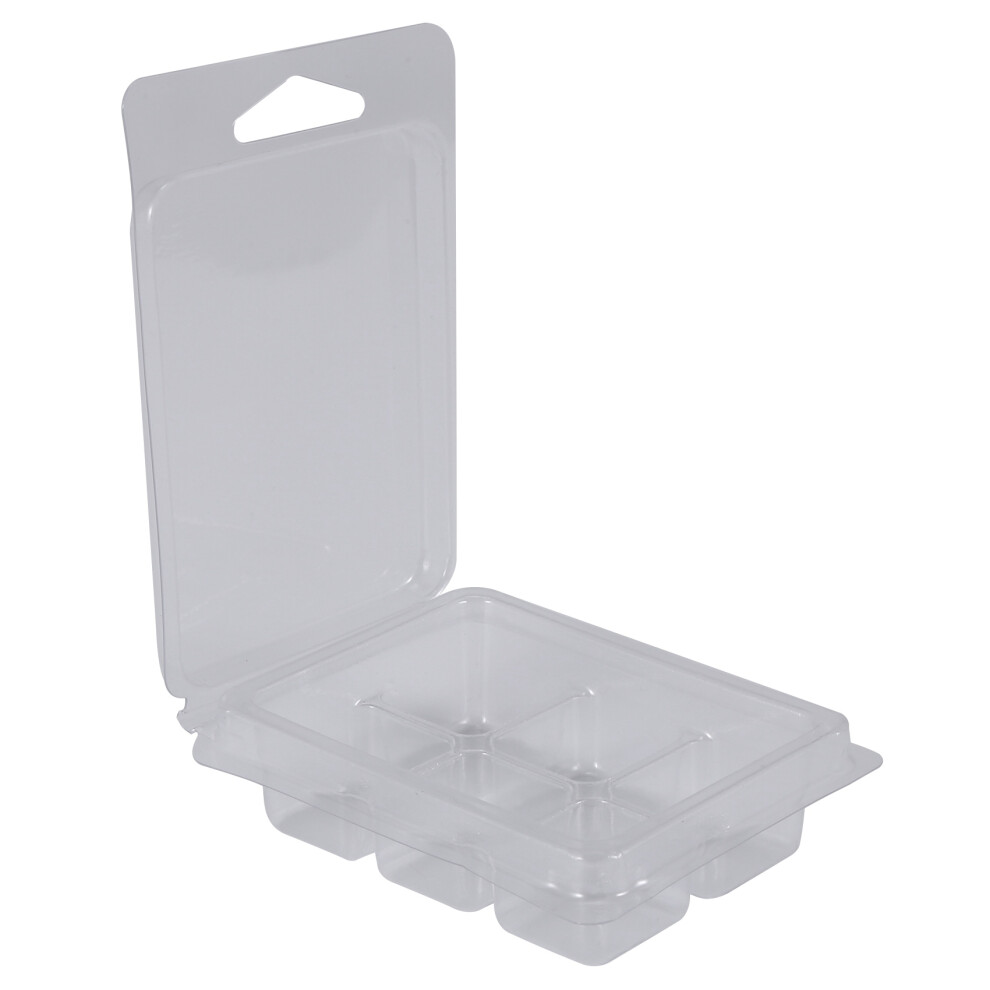 Kepptory 100 Packs Wax Melt Clamshells Molds Square, 6 Cavity Clear Plastic