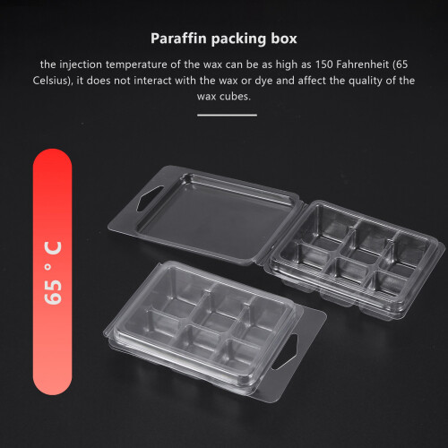 100 Packs Wax Melt Clamshells Molds Square, 6 Cavity Clear Plastic 2