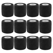 12 stuks zwarte zelfklevende pleisters van 5 cm voor verwondingen en de behandeling van huisdieren