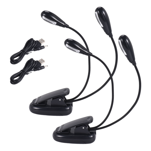 2 luci da lettura a LED con clip per leggio e doppio braccio 2
