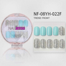 (NF  08YH  022F) 30pcs Full Rhinestone Nail Patch Sweet Style Removable Short Fashionable Nail Decorations for Various Styles