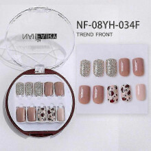(NF 08YH 034F) 30pcs Full Rhinestone Nail Patch Sweet Style Removable Short Fashionable Nail Decorations for Various Styles