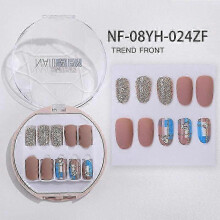 (NF 08YH 024ZF) 30pcs Full Rhinestone Nail Patch Sweet Style Removable Short Fashionable Nail Decorations for Various Styles
